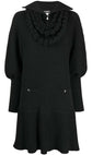 Chanel black textured knit collared dress, stylish and elegant, showcasing a tailored fit with a classic collar design.
