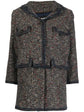 Chanel layered tweed jacket, stylish blazer with textured fabric, classic design, and elegant tailoring for sophisticated fashion.
