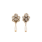 Chanel pearl-effect and crystal earrings, front view of floral design