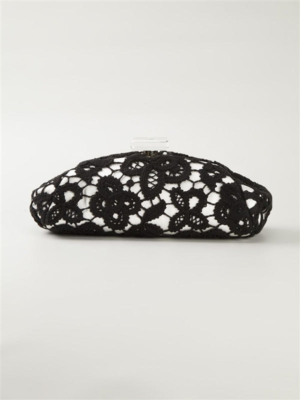 Chanel Large Floral Lace Clutch