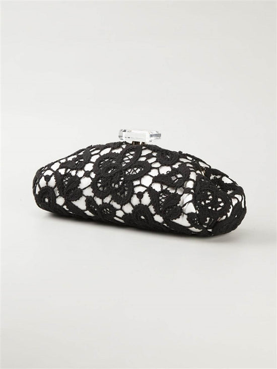 Chanel Large Floral Lace Clutch