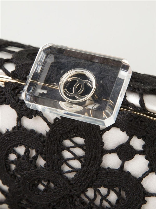 Chanel Large Floral Lace Clutch