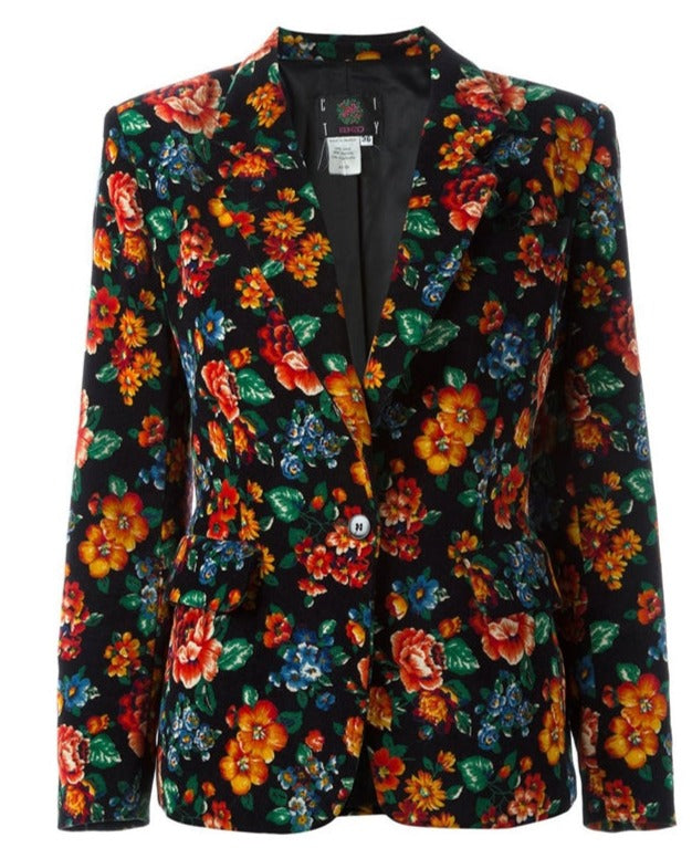 Floral Print Slim Fit Blazer - rewindvintageofficial