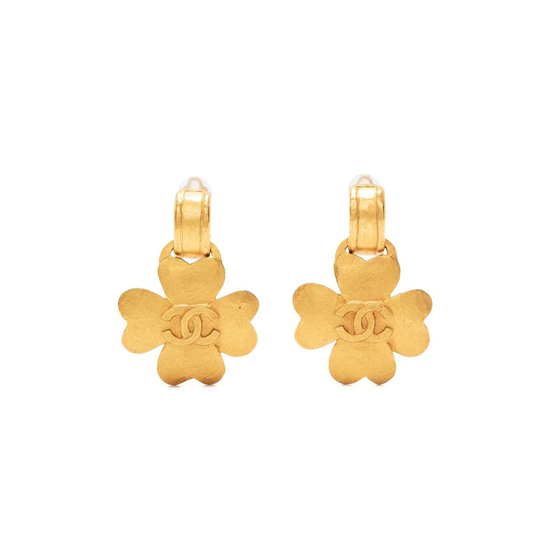 Gold Four Leaf Clover Clip-on Earrings - Rewind Vintage Affairs