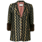 Gucci 2016 metallic leaf print blazer for men, black blazer with silver metallic leaf pattern, stylish formal jacket.