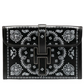 Hermès customised Bandana Jige Élan PM clutch in black Box leather with envelope silhouette, fold-over flap, H-tab closure and graphic bandana-inspired custom design.