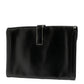 Hermès customised Bandana Jige Élan PM clutch in black Box leather with envelope silhouette, fold-over flap, H-tab closure and graphic bandana-inspired custom design.