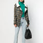 Vintage Comme Des Garçons double-breasted tweed jacket, stylish blazer with classic tailored fit and textured fabric.
