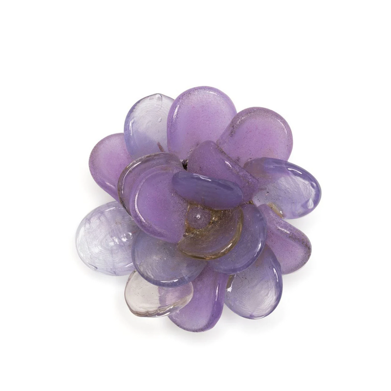 Chanel mauve glass and resin flower brooch, front view