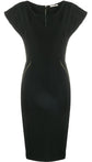 Nina Ricci black shift dress displayed on a hanger, showcasing a sleek, minimalist design with long sleeves and a fitted silhouette.