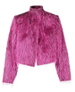 Fuchsia Shaggy Faux Fur Cropped Jacket - Rewind Vintage Affairs