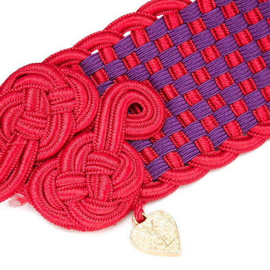 Yves Saint Laurent Rive Gauche woven belt with leather details, stylish accessory for men and women.