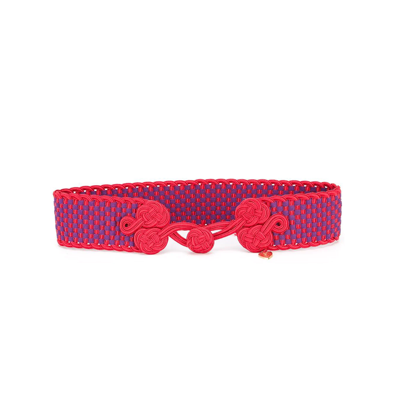 Yves Saint Laurent Rive Gauche woven belt with metal buckle, stylish accessory with intricate woven design for women
