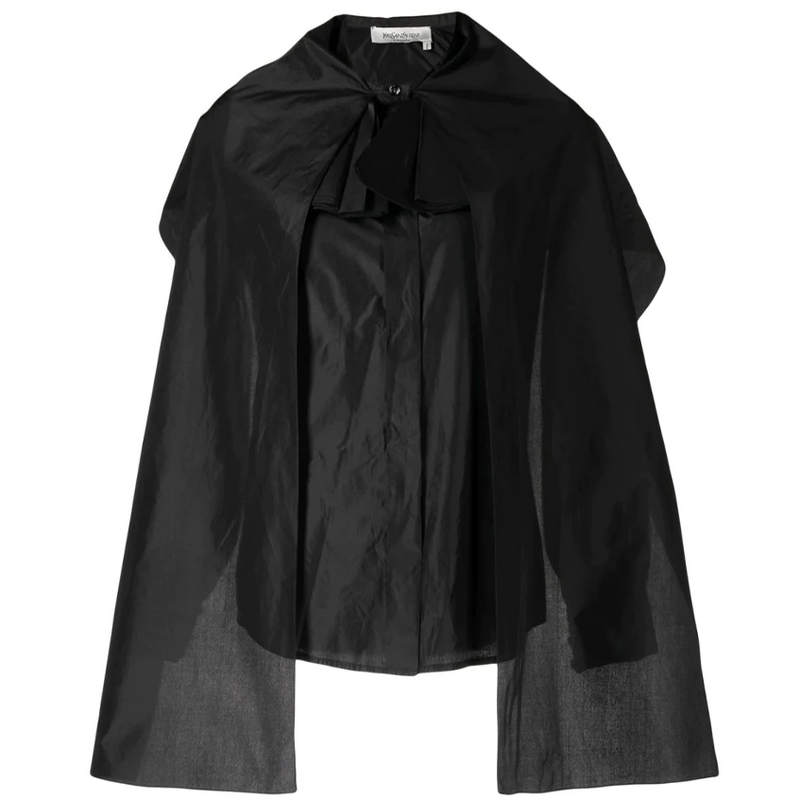 Black Cape Layered Silk Blouse - Rewind Vintage Affairs