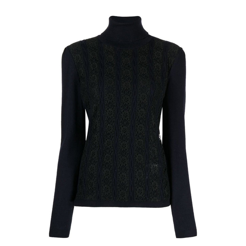 Lace Panelled Turtleneck Jumper - Rewind Vintage Affairs