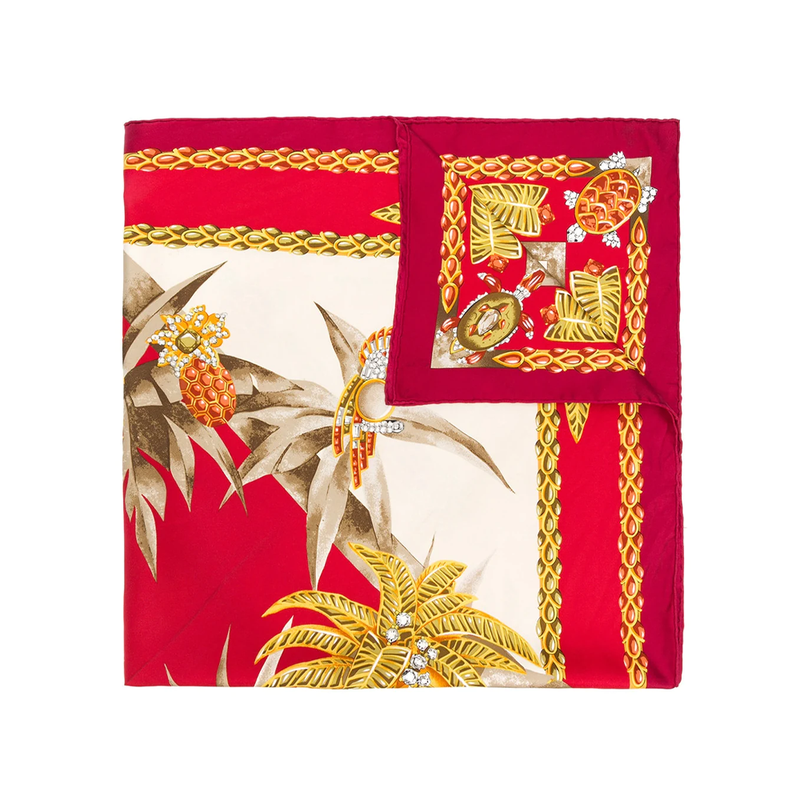 "Tropical Island" Silk Print Scarf - Rewind Vintage Affairs