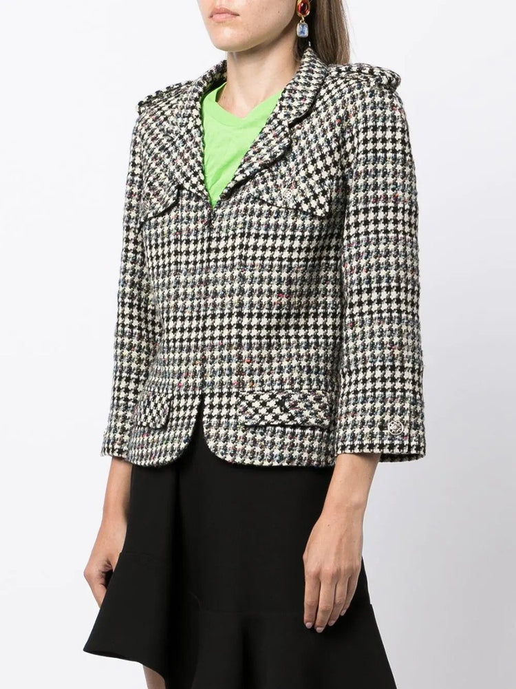 2006 Houndstooth Zip-Up Jacket - Rewind Vintage Affairs