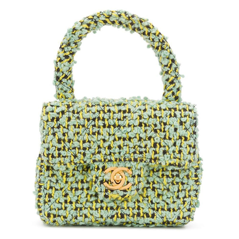 Green Tweed Mini Kelly Flap Bag - rewindvintageofficial