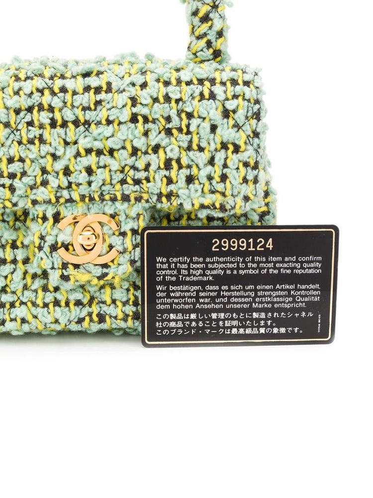 Green Tweed Mini Kelly Flap Bag - rewindvintageofficial