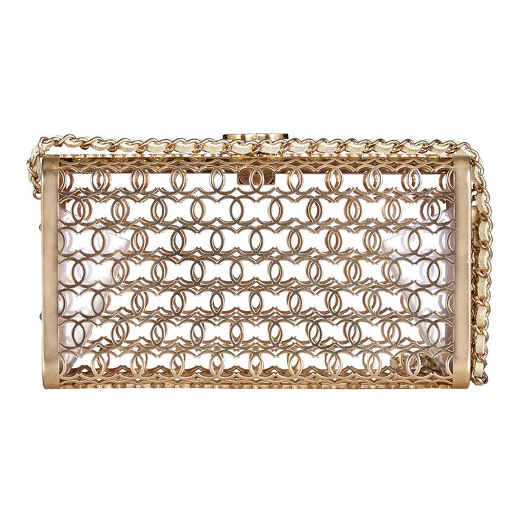 Gold Logo Cage Chain Clutch - rewindvintageofficial