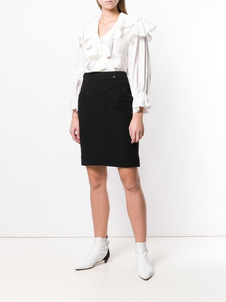 Black Crisscross Skirt - rewindvintageofficial