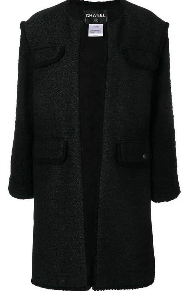 Black Tweed Coat - rewindvintageofficial