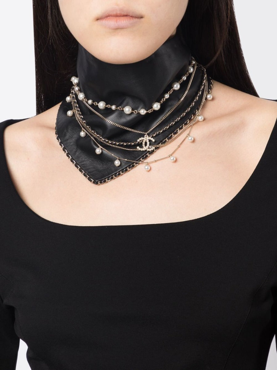Chanel  White  Black Ombre MultiLayered Faux Pearl Necklace  Current  Boutique