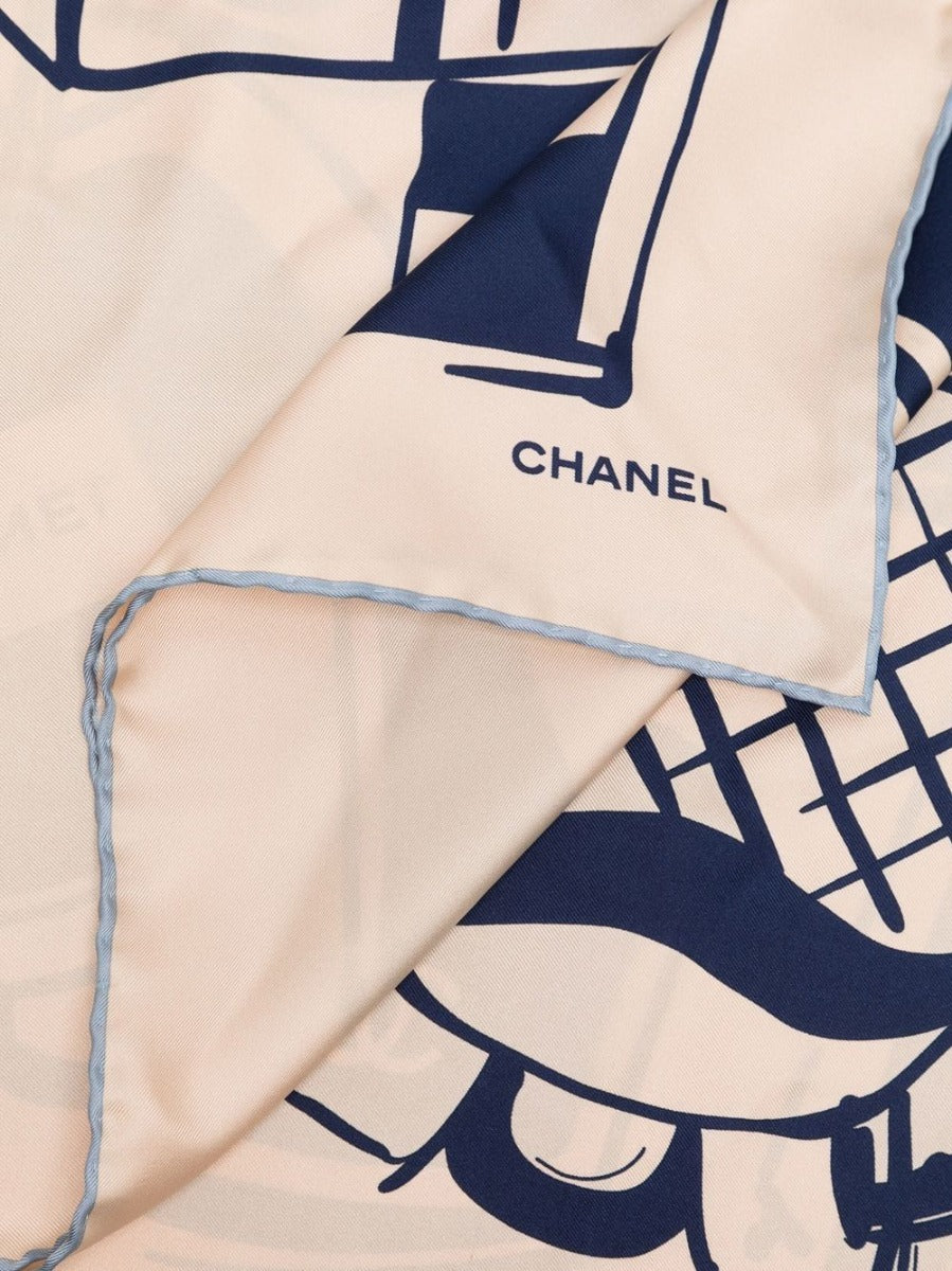 Cream Luggage Print Silk Scarf - Rewind Vintage Affairs