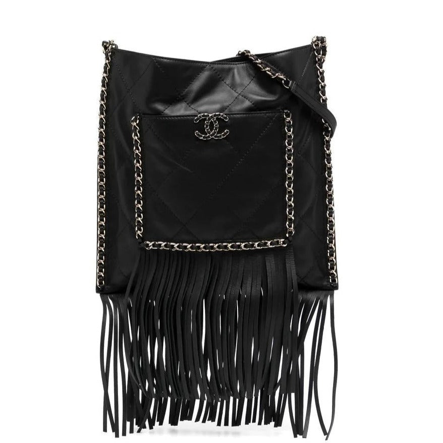 Chanel Black Woven Western Baluchon Fringe Bag Ruthenium Hardware, 2014  Available For Immediate Sale At Sotheby's