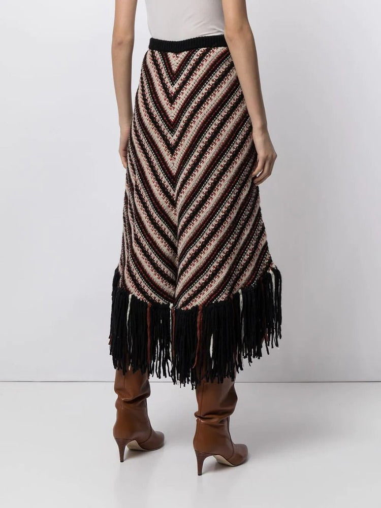 2014 Runway Fringe Wool Skirt Paris-Dallas - rewindvintageofficial