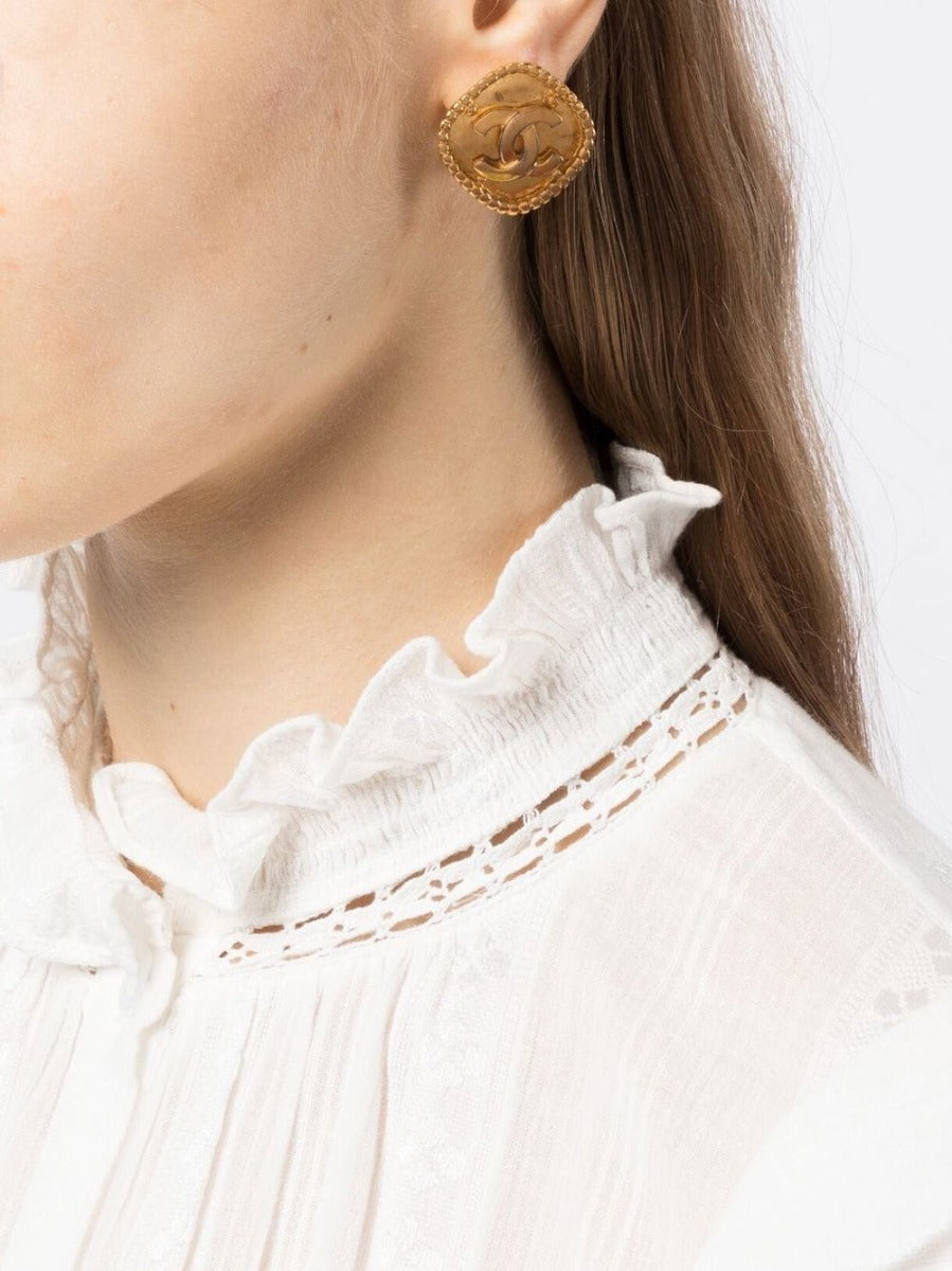Gold Rhombus Logo Clip-on Earrings - Rewind Vintage Affairs