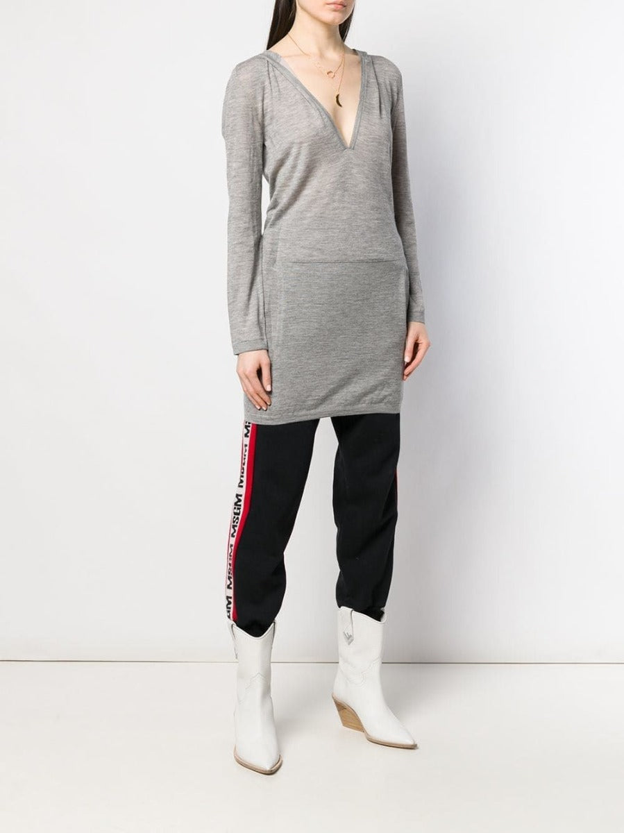 Long Grey Hooded Lounge Top - rewindvintageofficial
