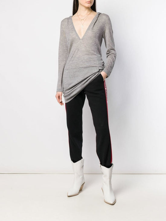 Long Grey Hooded Lounge Top - rewindvintageofficial