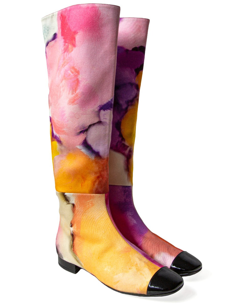 Chanel 2015 multicolour fabric shoes with vibrant pattern and stylish design, featuring a pointed toe and ankle height.