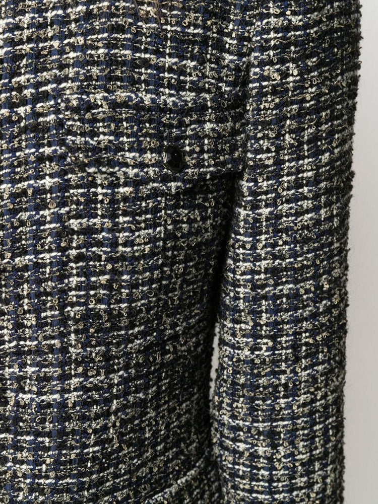 Navy Bouclé Tweed Jacket - rewindvintageofficial