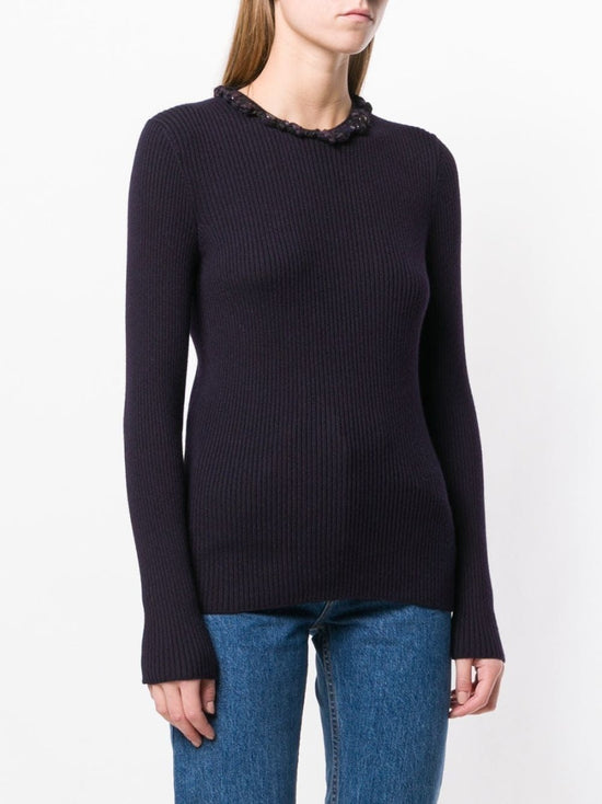 Plum Embellished Jumper - rewindvintageofficial
