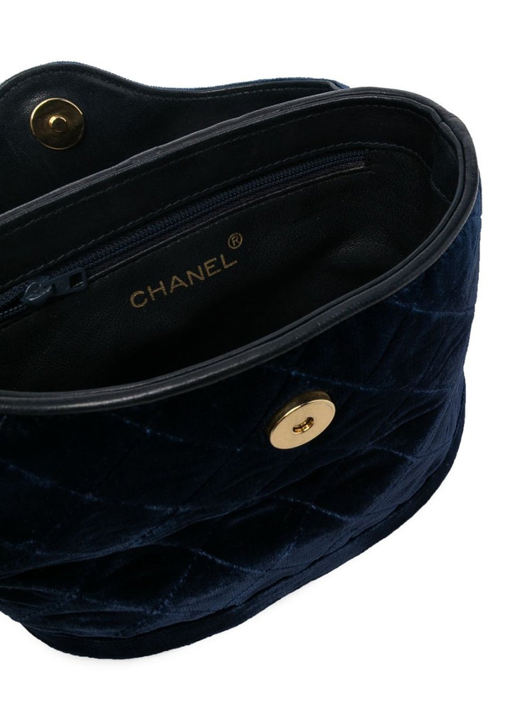 Rare Navy Velvet Crossbody Binocular Bag - Rewind Vintage Affairs