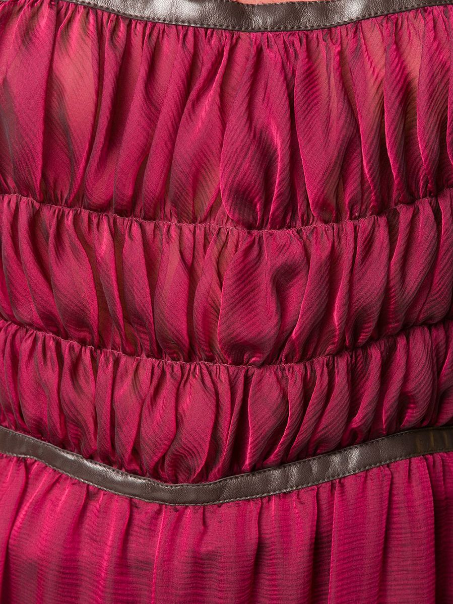 Silk Leather Trim Tulle Dress - rewindvintageofficial