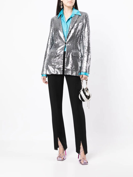 Silver Sequin-Embellished Blazer - Rewind Vintage Affairs