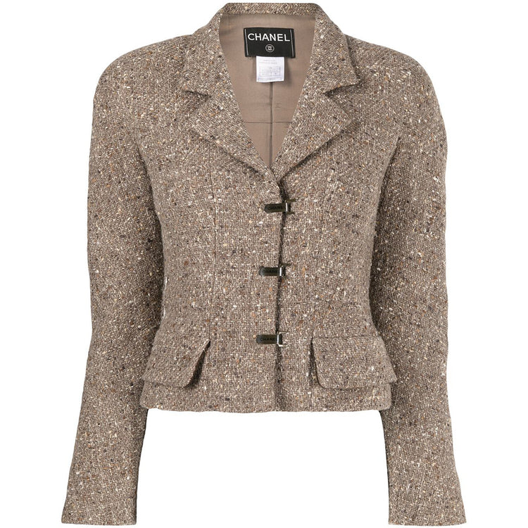 Single-Breasted Brown Tweed Jacket