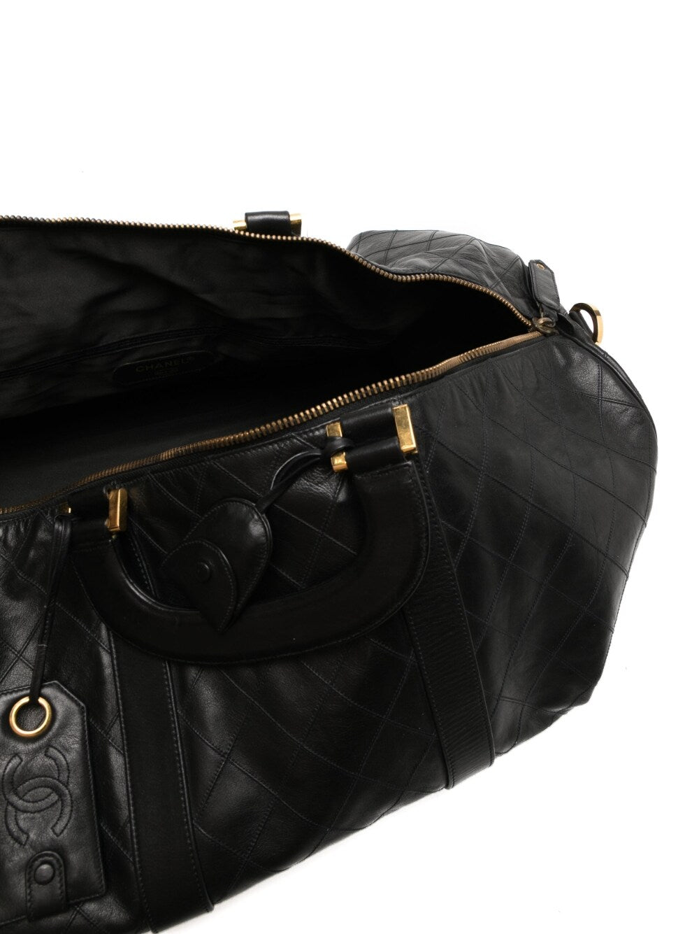 Chanel Diamond Quilted Boston Travel Bag, close-up of diamond quilting