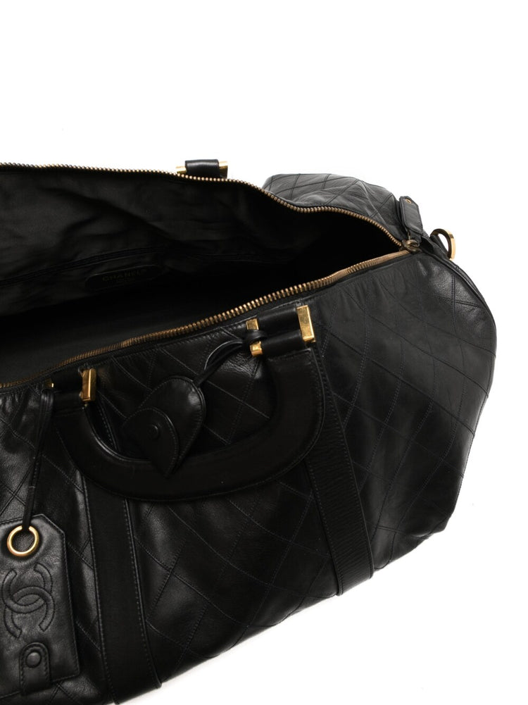 Chanel Diamond Quilted Boston Travel Bag, close-up of diamond quilting