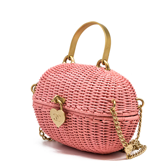 Pink Woven Padlock Bag - Rewind Vintage Affairs