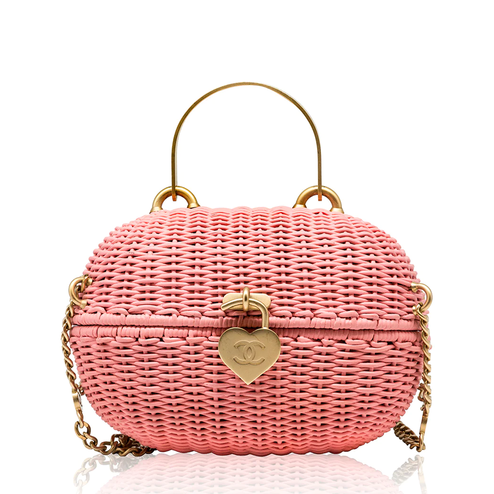 Pink Woven Padlock Bag - Rewind Vintage Affairs