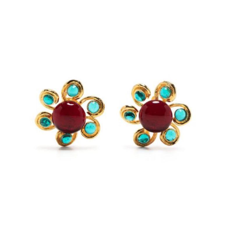 Gripoix Glass-Bead Clip-On Earrings - Rewind Vintage Affairs