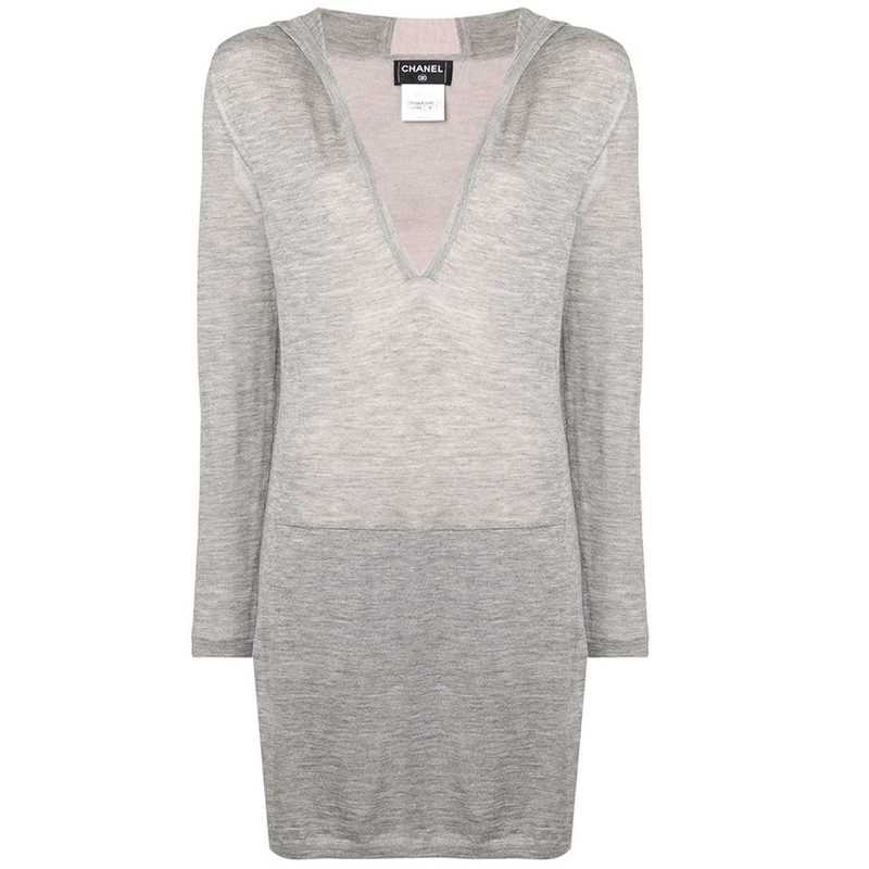 Long Grey Hooded Lounge Top