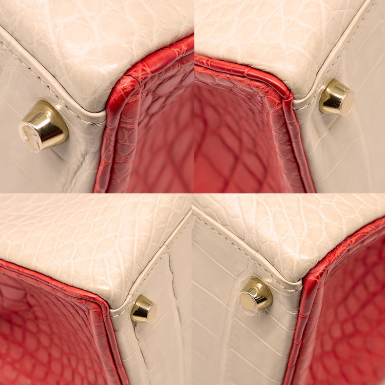Hermès Special Order Bi-Colour Exotic Leather 32cm Kelly Bag