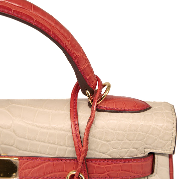 Hermès Special Order Bi-Colour Exotic Leather 32cm Kelly Bag