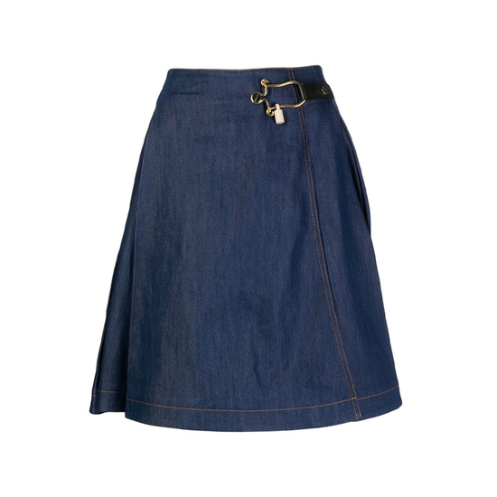 Toggle-Fastened A-Line Denim Skirt - Rewind Vintage Affairs