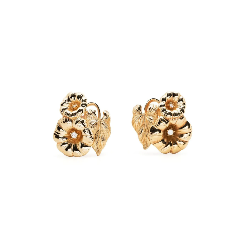 Rhinestone Bindweed Clip-on Earrings - Rewind Vintage Affairs